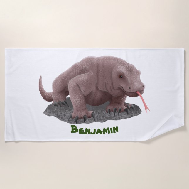 Komodo dragon illustration beach towel (Front)