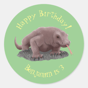 Komodo dragon illustration classic round sticker