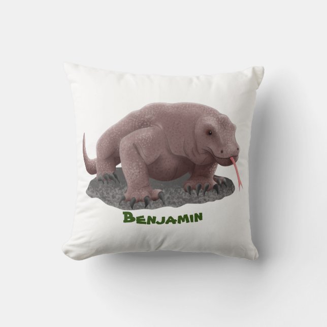 Komodo dragon illustration cushion (Front)