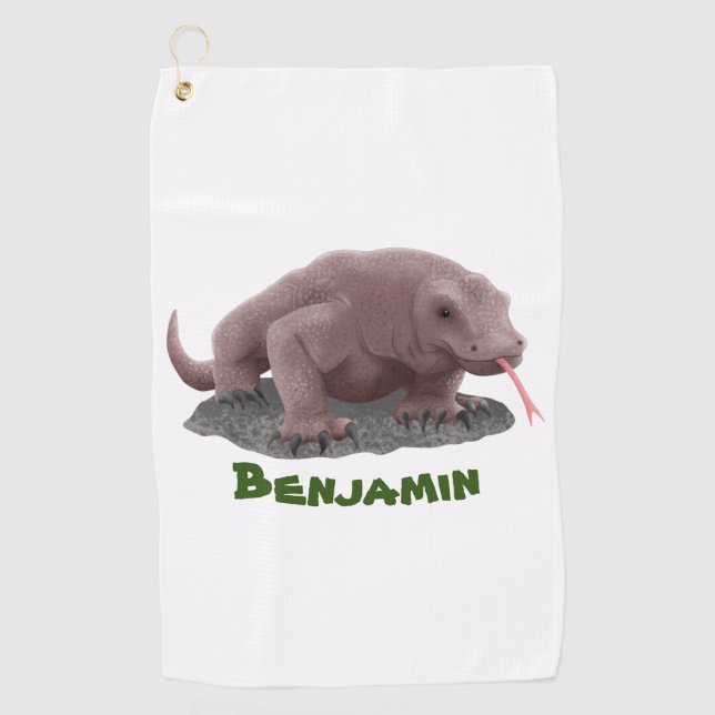 Komodo dragon illustration golf towel (Front)