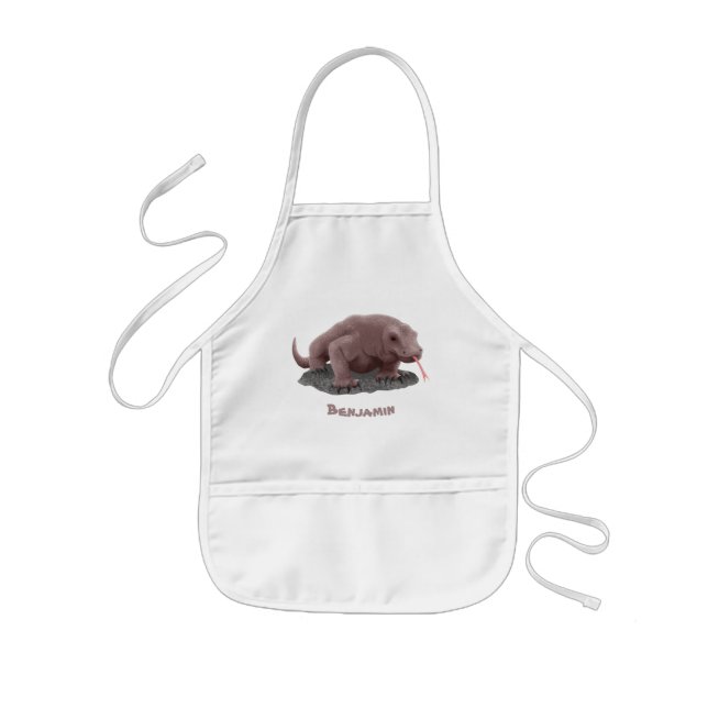 Komodo dragon illustration kids apron (Front)