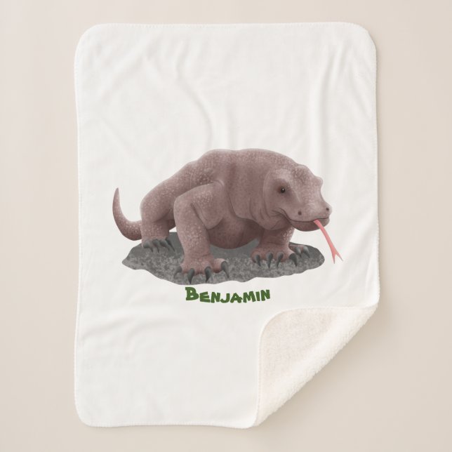 Komodo dragon illustration sherpa blanket (Front)