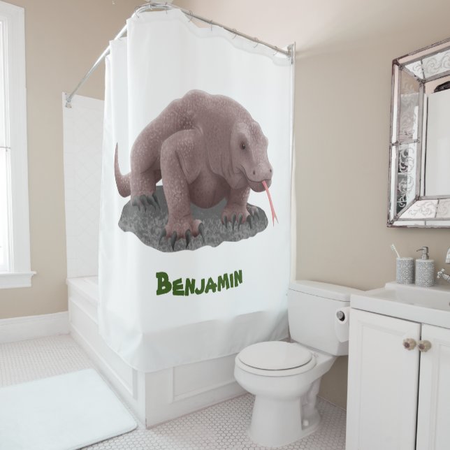 Komodo dragon illustration shower curtain (In Situ)