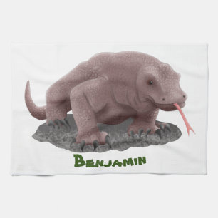 Komodo dragon illustration  tea towel