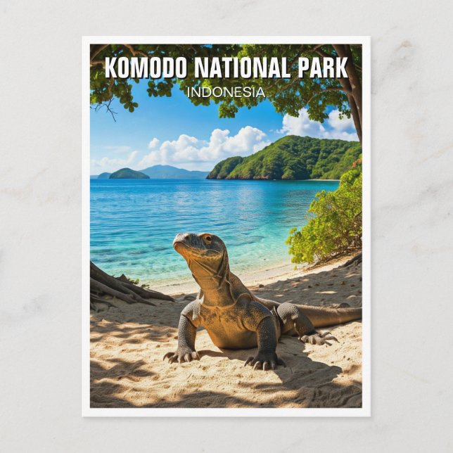Komodo Dragon Indonesia National Park Postcard (Front)