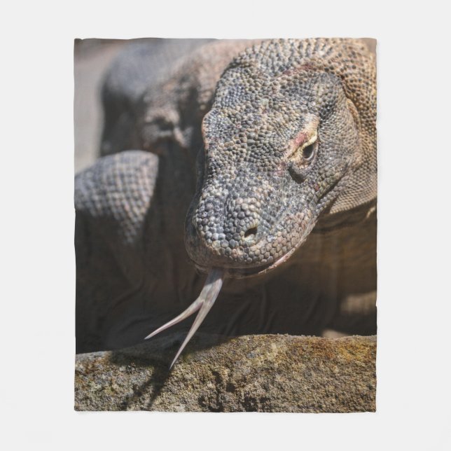  Komodo dragon showing its forked tongue Fleece Blanket (Front)