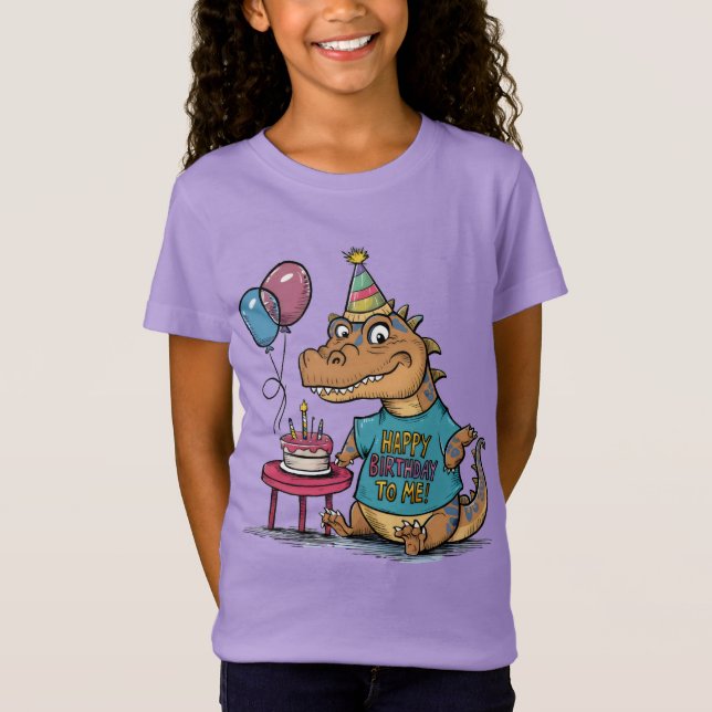 Komodo Dragon wearing birthday hat humourous  T-Shirt (Front)