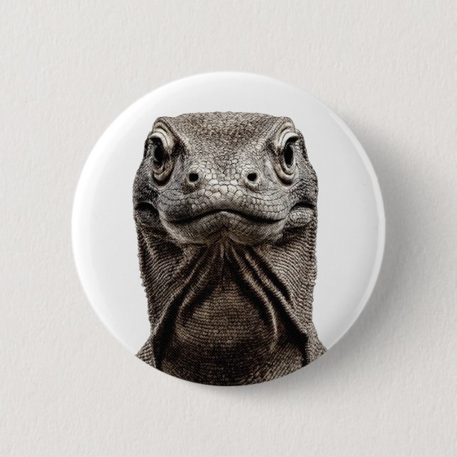Komodo Head 6 Cm Round Badge (Front)