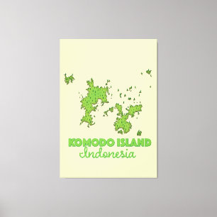 Komodo island Indonesia Map Canvas Print