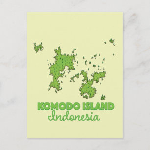 Komodo island Indonesia Map Postcard