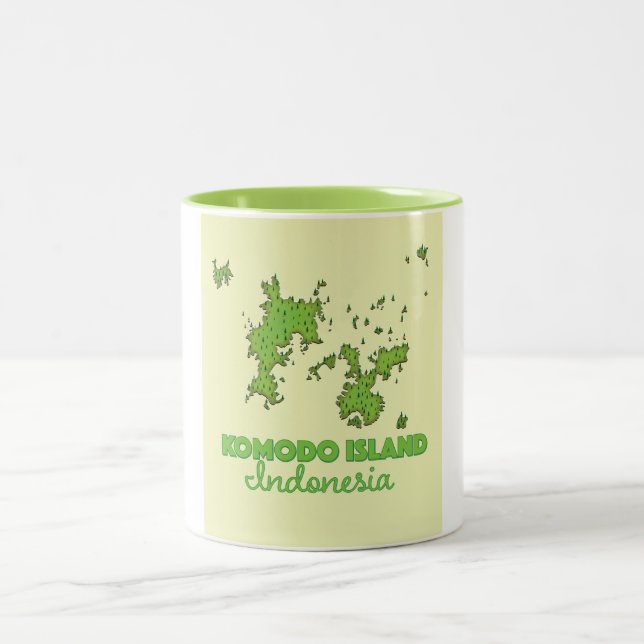 Komodo island Indonesia Map Two-Tone Coffee Mug (Center)