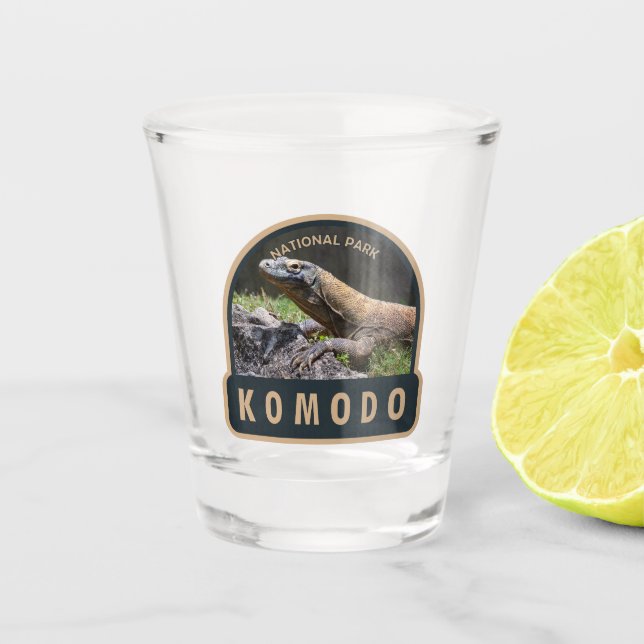 Komodo National Park Indonesia Vintage Shot Glass (Front)