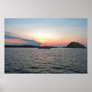 Komodo Ship and Sunset Poster