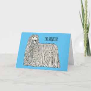 Komondor dog cartoon illustration card