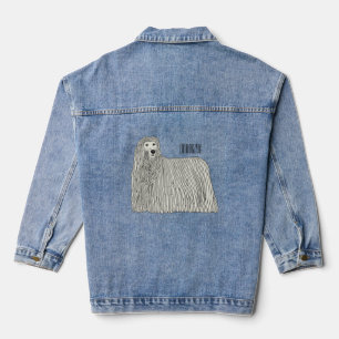 Komondor dog cartoon illustration denim jacket