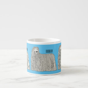 Komondor dog cartoon illustration espresso cup