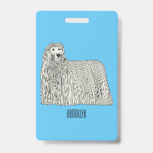 Komondor dog cartoon illustration  ID badge
