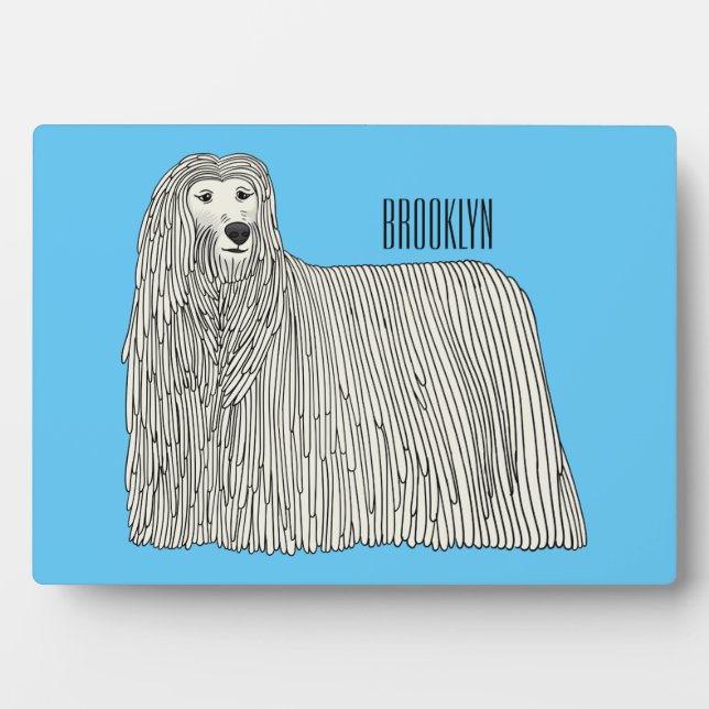 Komondor dog cartoon illustration  plaque (Front)