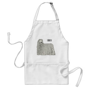 Komondor dog cartoon illustration standard apron