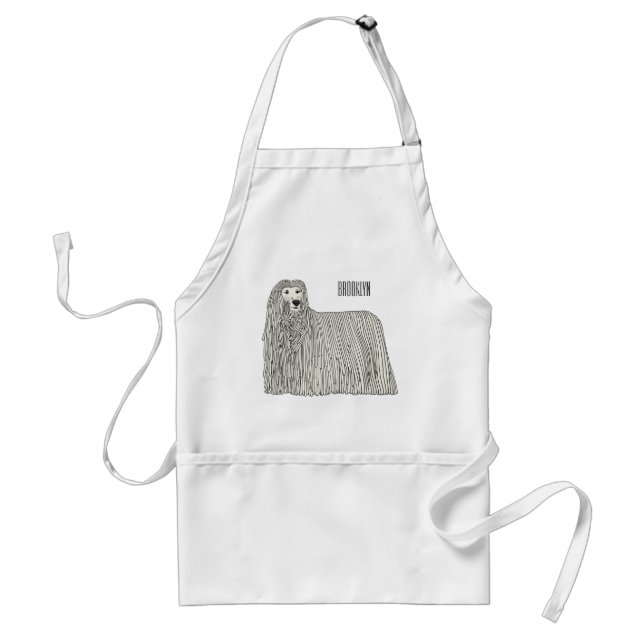 Komondor dog cartoon illustration standard apron (Front)