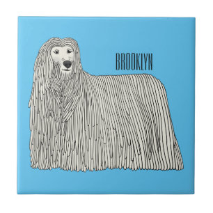 Komondor dog cartoon illustration tile