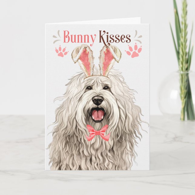 Komondor Dog in Bunny Ears for Easter Holiday Card (Front)