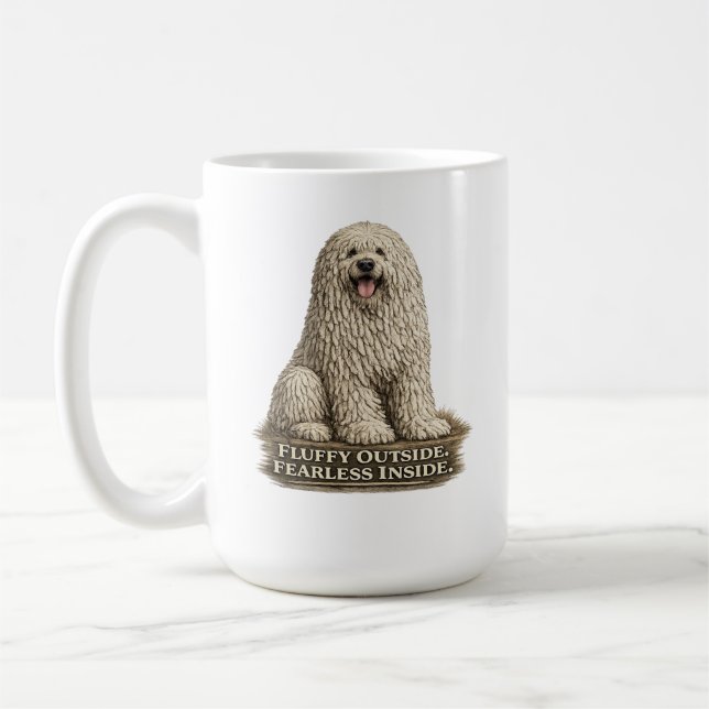 Komondor – Fluffy Outside Fearless Inside Coffee Mug (Left)