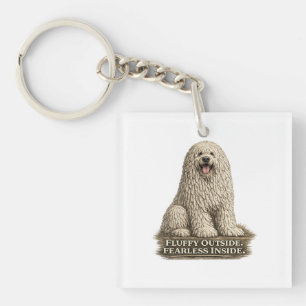 Komondor – Fluffy Outside Fearless Inside Key Ring