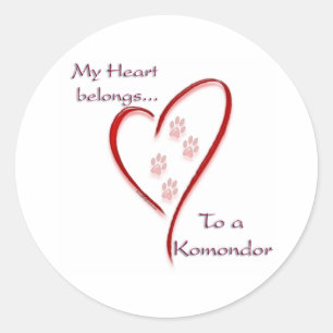 Komondor Heart Belongs Classic Round Sticker