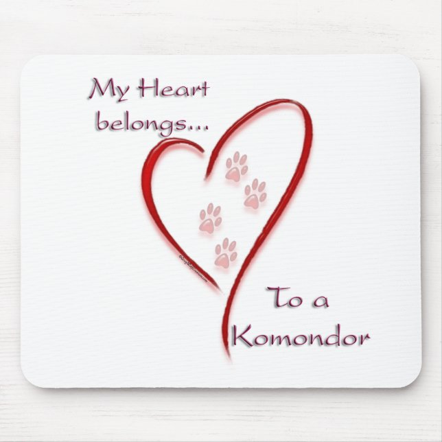 Komondor Heart Belongs Mouse Pad (Front)