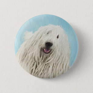 Komondor Painting - Cute Original Dog Art 6 Cm Round Badge
