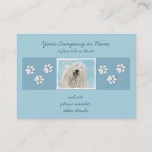 Komondor Painting - Cute Original Dog Art Business Card