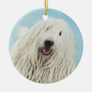 Komondor Painting - Cute Original Dog Art Ceramic Tree Decoration