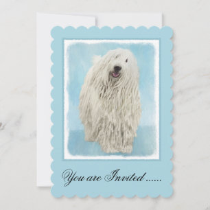 Komondor Painting - Cute Original Dog Art Invitation