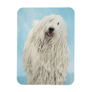 Komondor Painting - Cute Original Dog Art Magnet