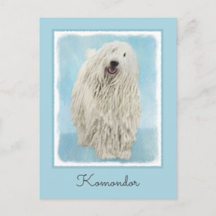 Komondor Painting - Cute Original Dog Art Postcard