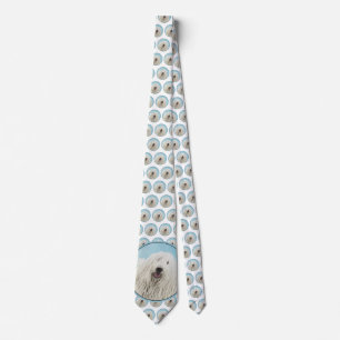 Komondor Painting - Cute Original Dog Art Tie