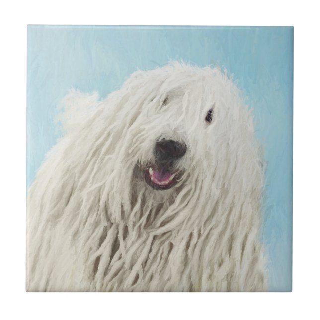 Komondor Painting - Cute Original Dog Art Tile (Front)