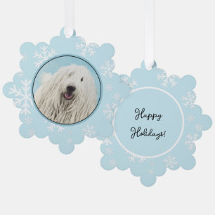 Komondor Painting - Cute Original Dog Art Tree Decoration Card