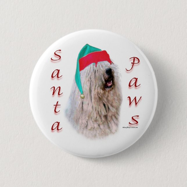 Komondor Santa Paws 6 Cm Round Badge (Front)