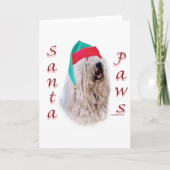 Komondor Santa Paws Holiday Card (Front)