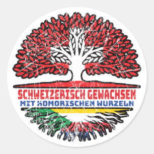 Komoren Komorisch Schweizer Schweiz Baum Wurzel Classic Round Sticker