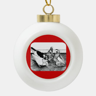 Komorner Tumbler Pigeon Quartet Ceramic Ball Christmas Ornament