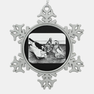 Komorner Tumbler Pigeon Quartet Snowflake Pewter Christmas Ornament