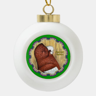 Komorner Tumbler Pigeon Woodgrain Ceramic Ball Christmas Ornament