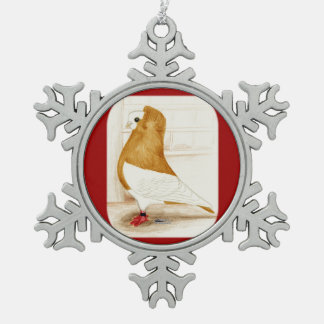 Komorner Yellow Mag Pigeon 1973 Snowflake Pewter Christmas Ornament
