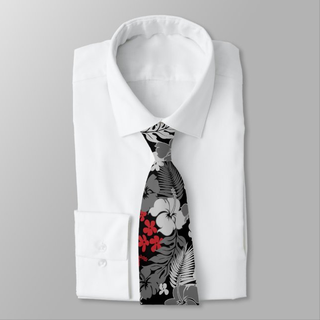 Kona Bay Hawaiian Hibiscus Two-sided Printed Tie (Tied)