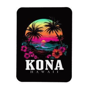 Kona Hawaii Hawaiian Hibiscus Flowers Surfer Magnet