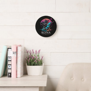 Kona Hawaii Hawaiian Surf Board Vintage Round Clock