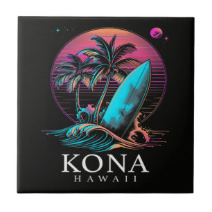 Kona Hawaii Hawaiian Surf Board Vintage Tile